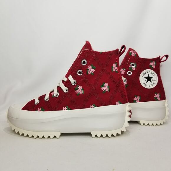 Converse Unisex Run Star Hike Rose Stitch Platforms Women Size 7 Red A14885C NWT - Picture 2 of 8
